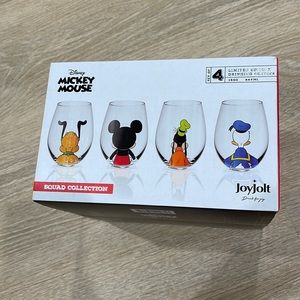 JoyJolt Disney Mickey Mouse Limited Edition Drinking Glasses Set of 4